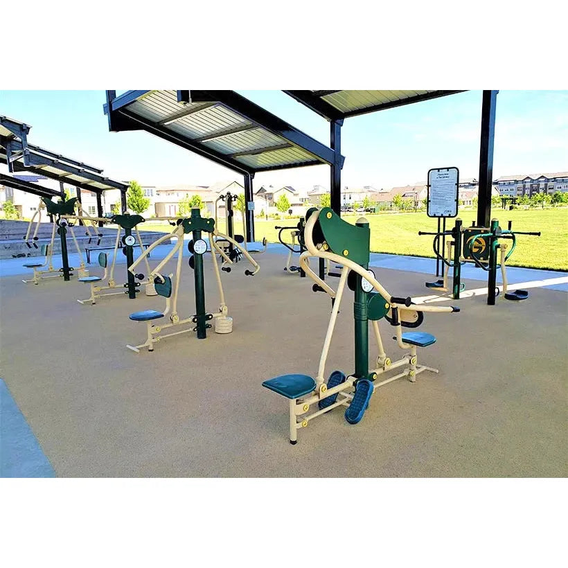 Certified impact-attenuating outdoor surfacing material installed at a park site, the same performance category as certified playground mulch