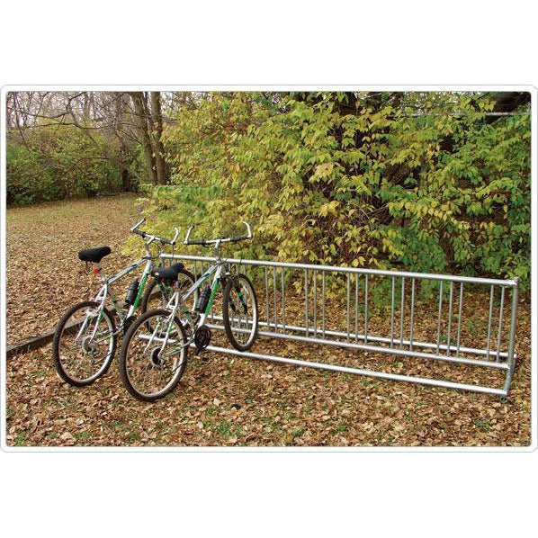 SportsPlay double-entry commercial bike rack, an example of free-standing bike parking for institutional sites