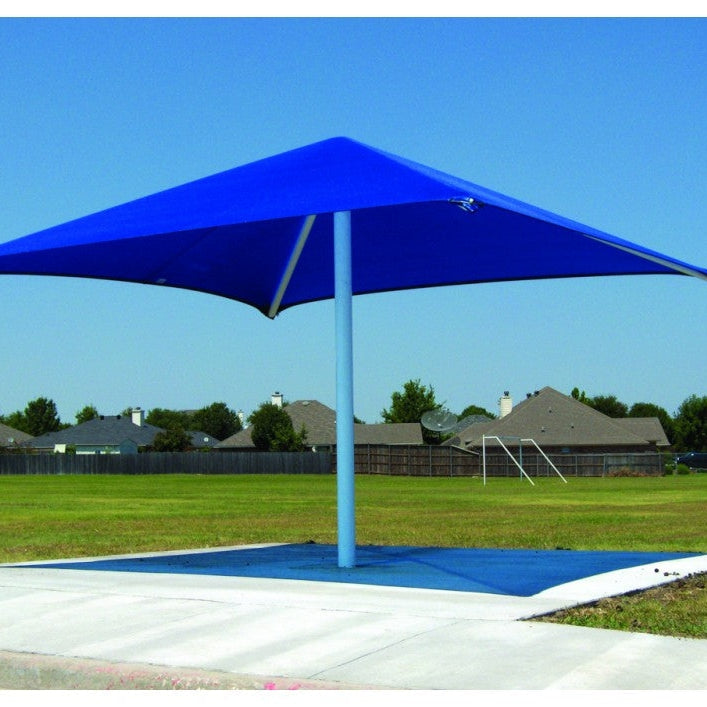 OWS single-column fabric shade structure, an example of the institutional shade coverage discussed in this guide