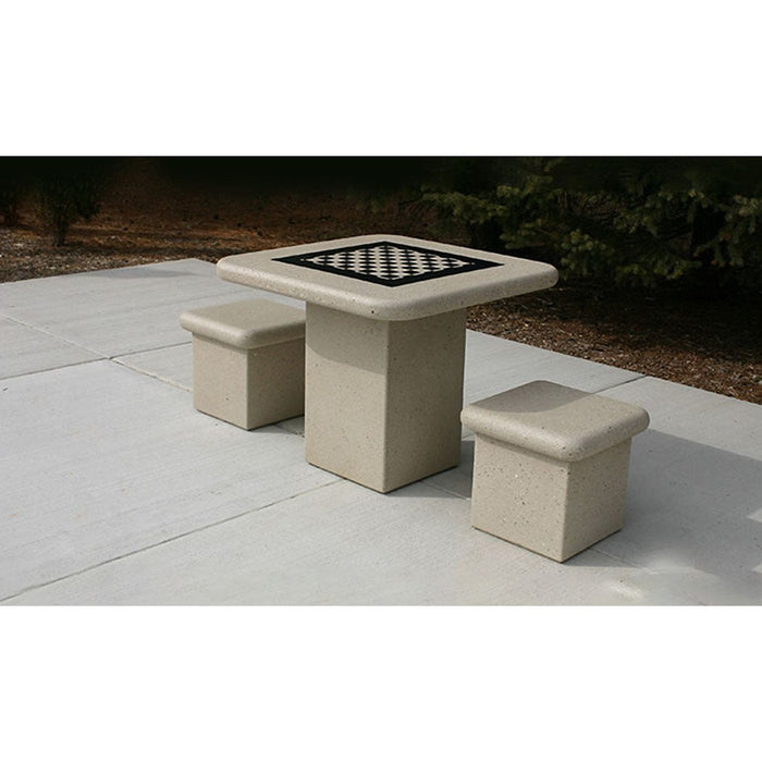 Square Pedestal Chess Table Set with Two Stools (T7102)