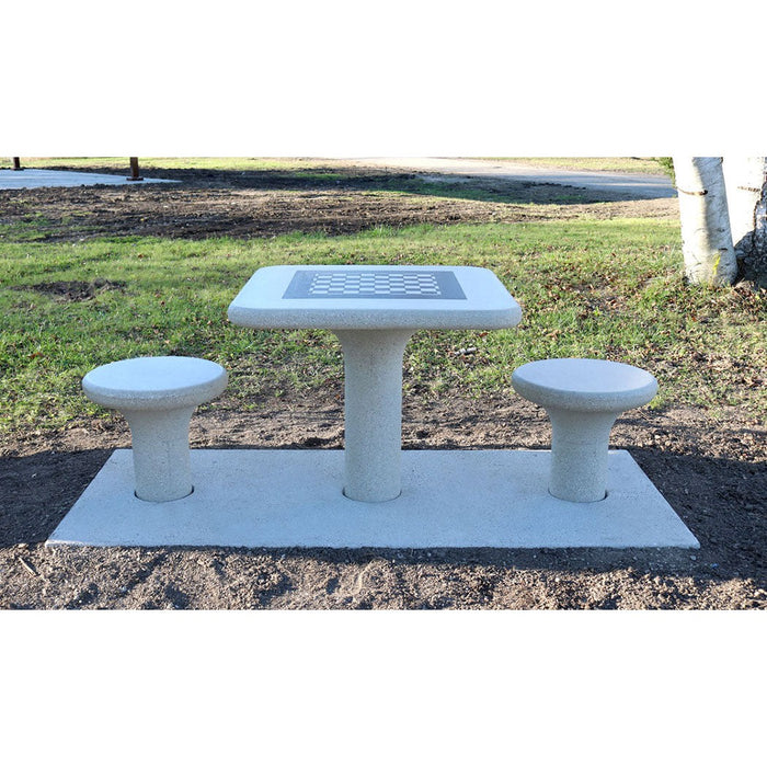In-Ground Chess Table with Two Stools (T6971)