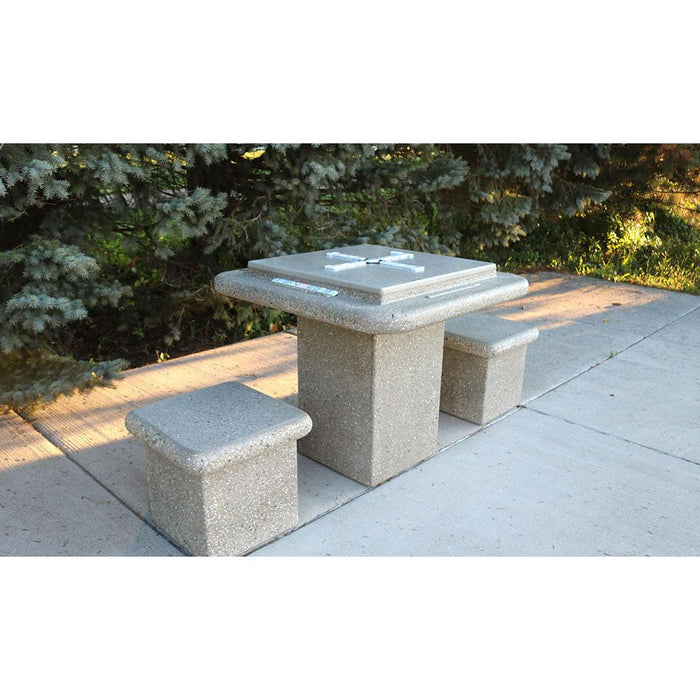 Concrete Dominoes Pedestal Table Set With Two Stools and Dominoes Table Top (T7102D)