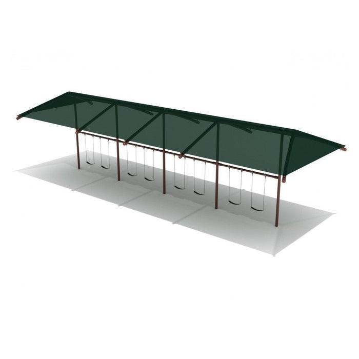 Playground Equipment 8 Feet Elite Single Post Swing With Shade - 4 Bays