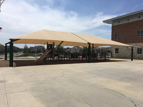 6-Column Super Span Hip Shade Structure (Car Wash Style Shade)