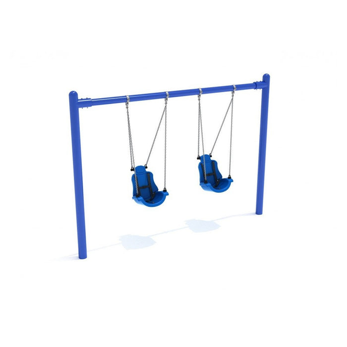 Playground Equipment 8 feet High Elite Single Post Swing with Child Adaptive Seats