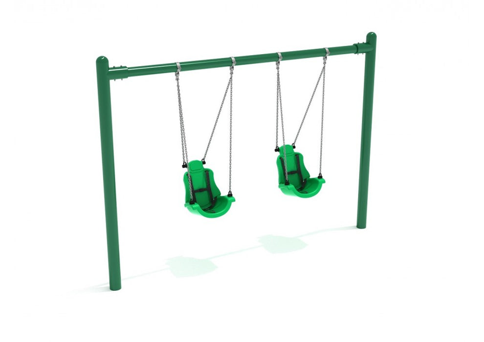 Playground Equipment 8 feet High Elite Single Post Swing with Child Adaptive Seats