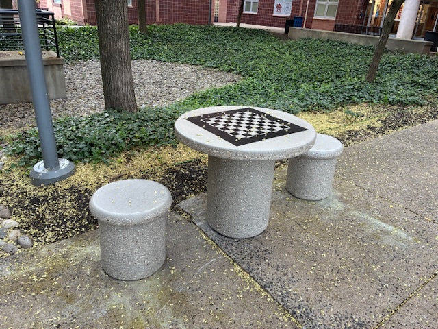 Pedestal Chess Table and Stool Set