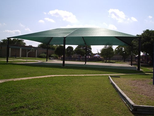 6-Column Super Span Hip Shade Structure (Basketball Court Style Shade)