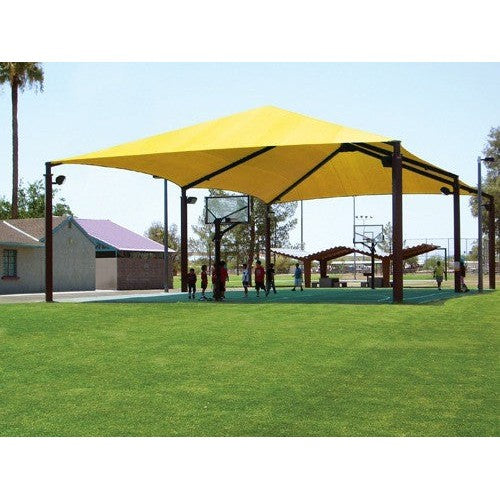 6-Column Super Span Hip Shade Structure (Car Wash Style Shade)