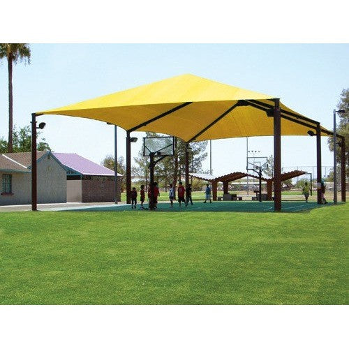 6-Column Super Span Hip Shade Structure (Basketball Court Style Shade)