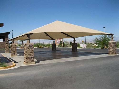 6-Column Super Span Hip Shade Structure (Car Wash Style Shade)