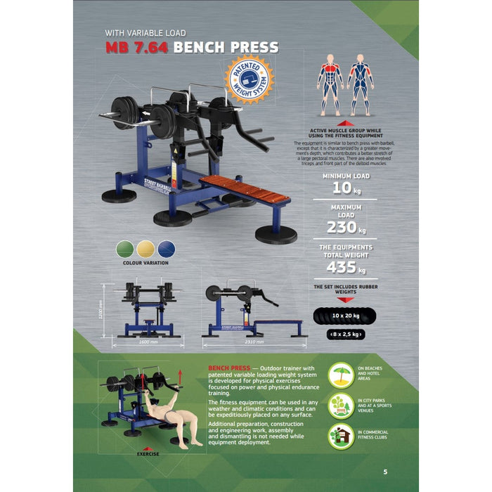 Street Barbell USA Bench Press (Outdoor Gym Equipment)-Outdoor Workout Supply