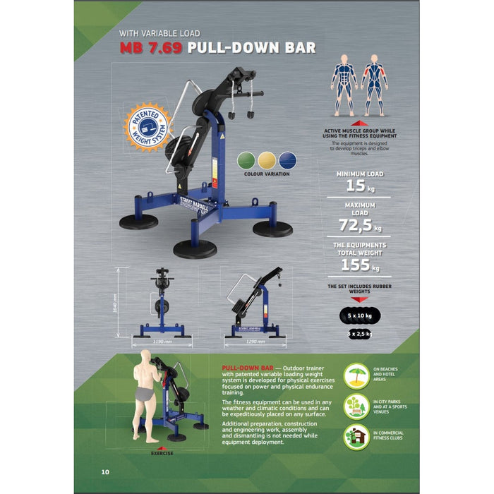 Street Barbell USA Pull Down Bar (Outdoor Gym Equipment)-Outdoor Workout Supply
