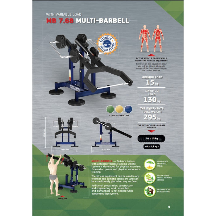 Street Barbell USA Multi Bar (Outdoor Gym Equipment)-Outdoor Workout Supply