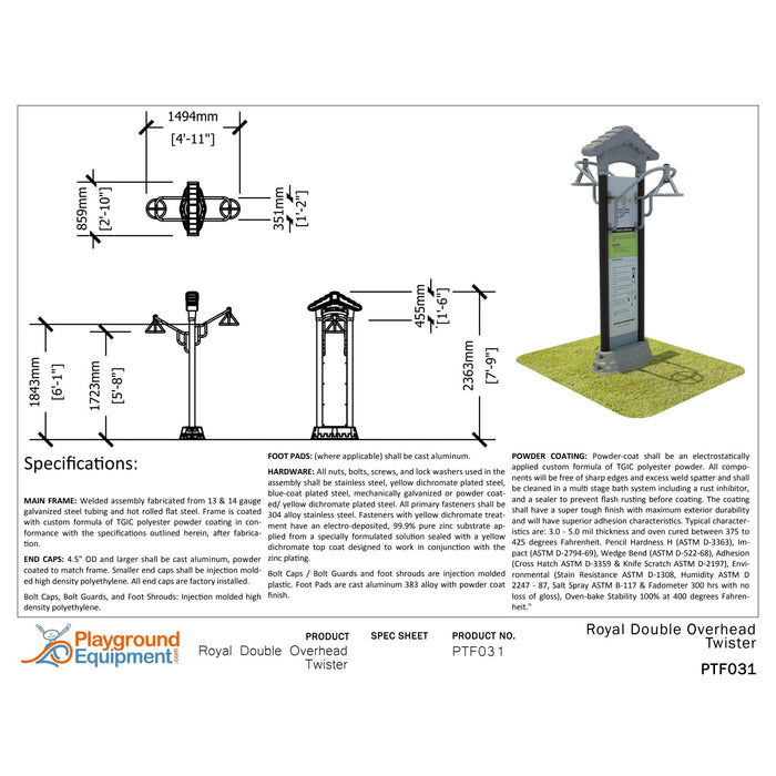 Playground Equipment Royal Double Station Overhead Twister-Workout Station-Outdoor Workout Supply