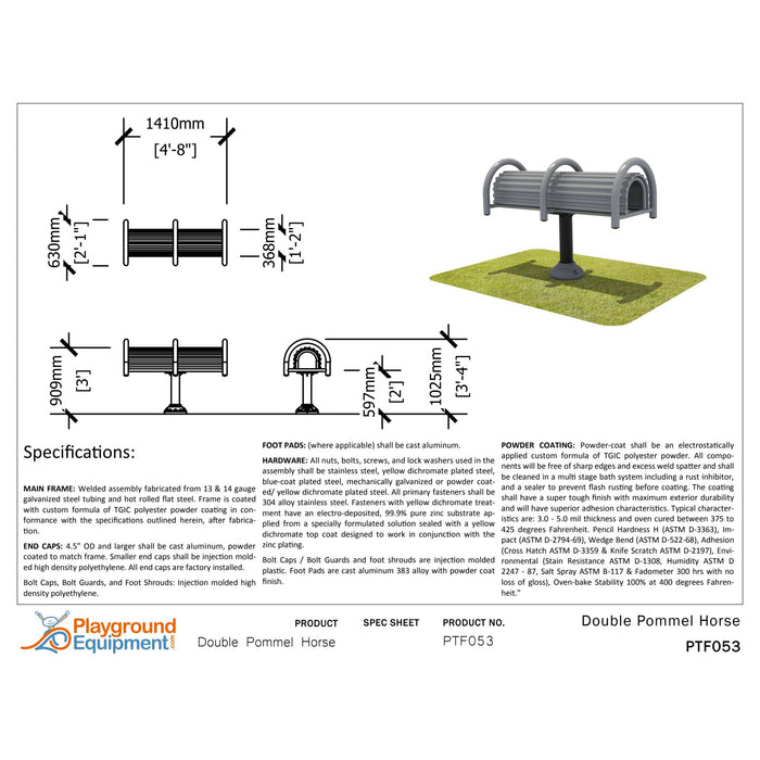 Playground Equipment Double Station Pommel Horse-Workout Station-Outdoor Workout Supply