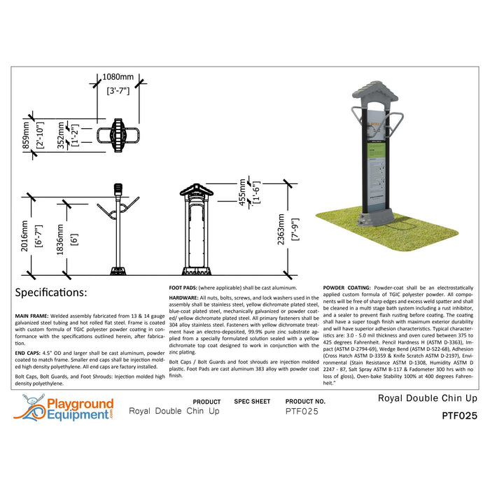 Playground Equipment Royal Double Station Chin Up-Workout Station-Outdoor Workout Supply