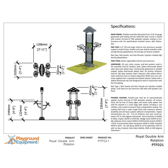 Playground Equipment Royal Double Station Arm Rotation-Workout Station-Outdoor Workout Supply