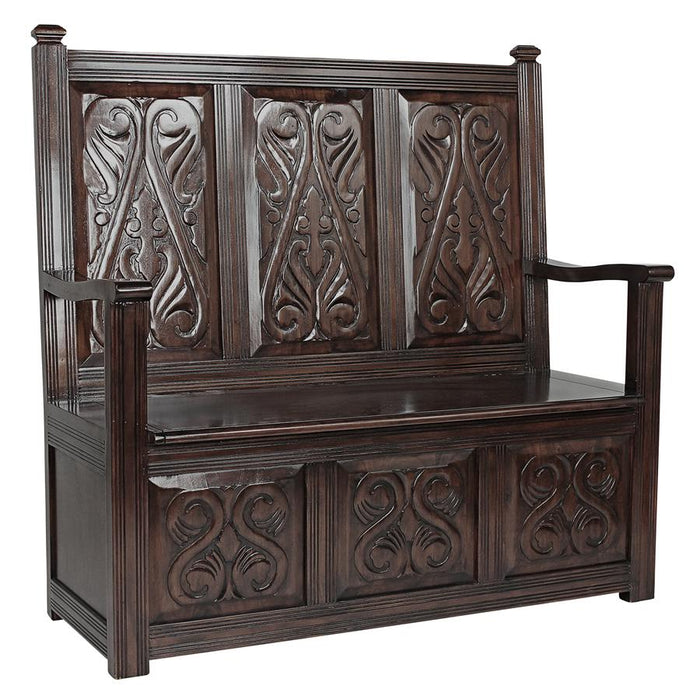 Design Toscano- Historic Mahogany Monk's Bench