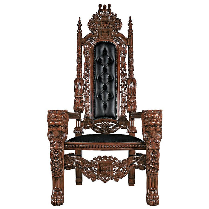 Design Toscano- The Lord Raffles Lion Leather Throne Chair