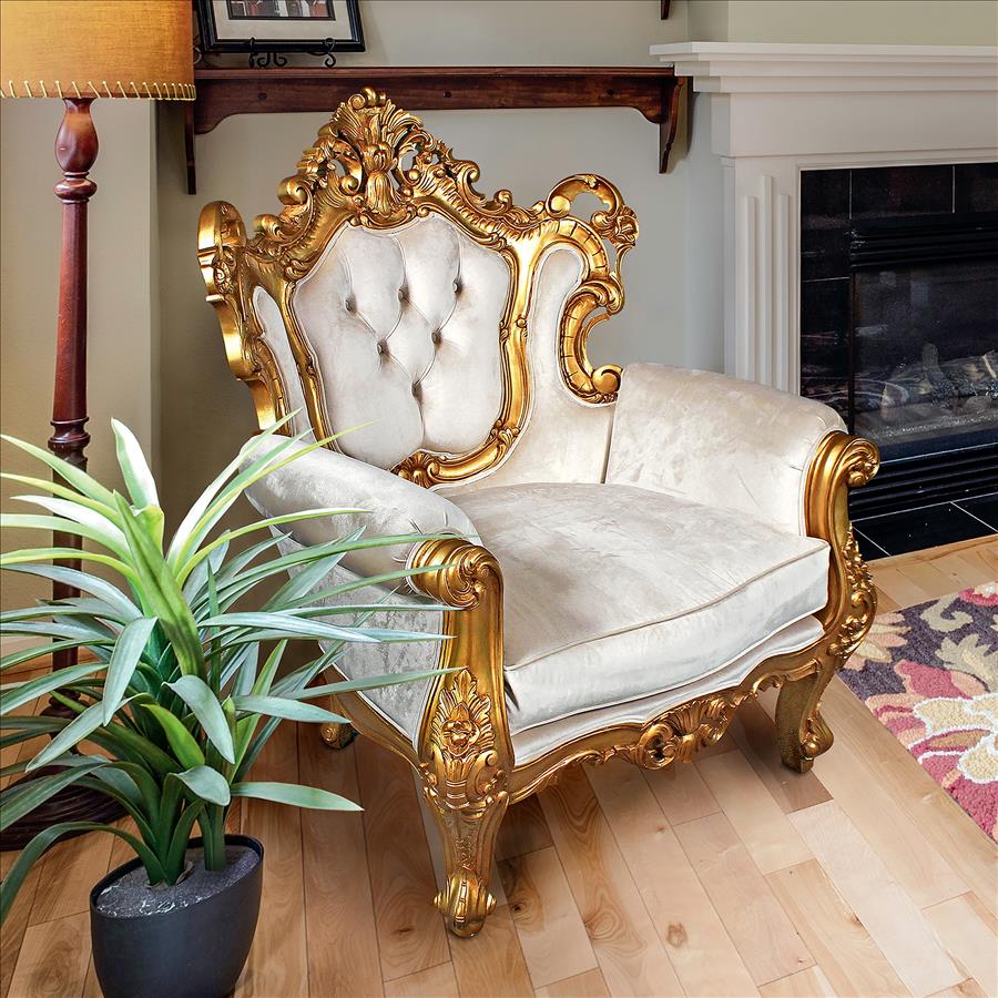 Design Toscano- La Belle Fleur Grand-Scale Hardwood Armchair