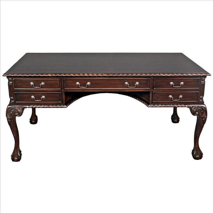 Design Toscano- 19th Century Chippendale Mahogany Partners Writing Desk