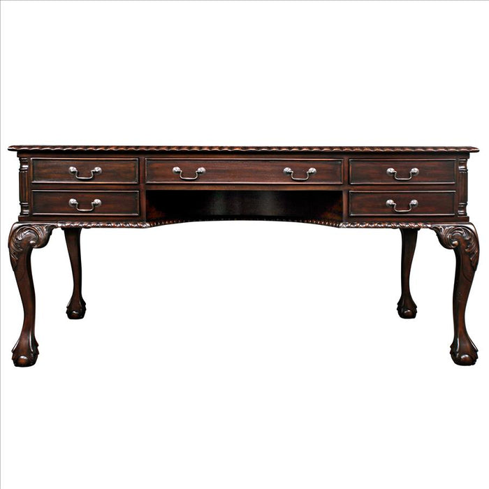 Design Toscano- 19th Century Chippendale Mahogany Partners Writing Desk