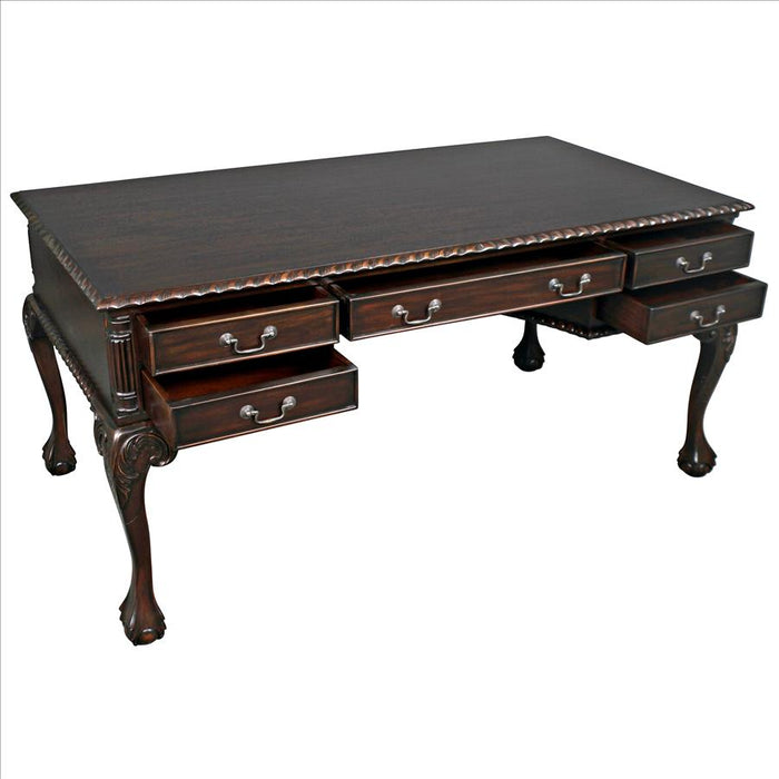 Design Toscano- 19th Century Chippendale Mahogany Partners Writing Desk