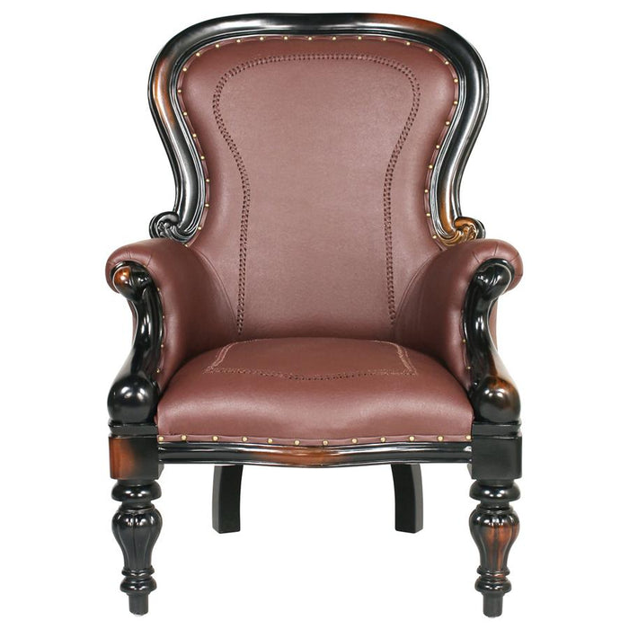 Design Toscano- Victorian Rococo Faux Leather Wing Chair