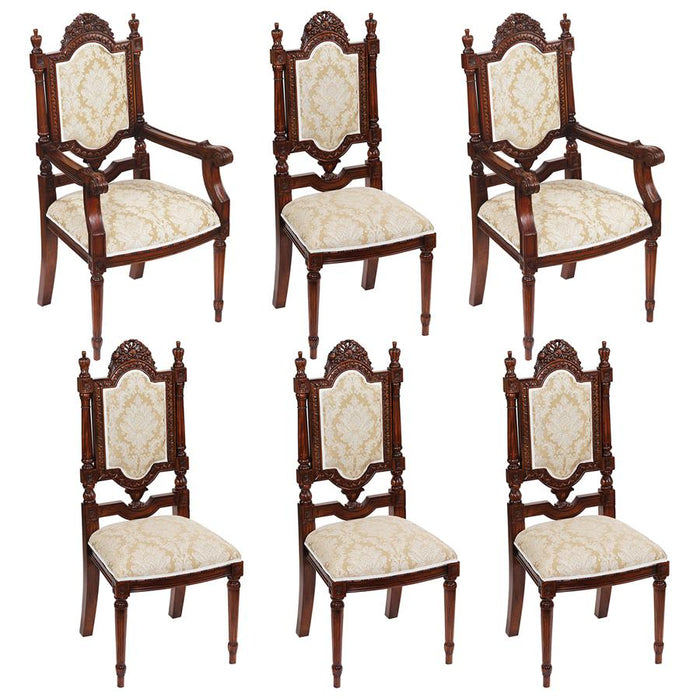 Design Toscano- Salon des Rosiers Dining Chairs: Set of Six - Two Armchairs and 4 Side Chairs