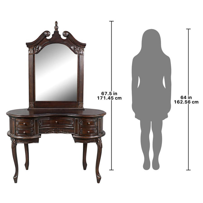 Design Toscano- The Queen Anne Dressing Table and Mirror Set