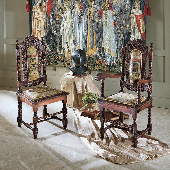 Design Toscano- Charles II Chairs: Set of Four Side Chairs and Two Armchairs