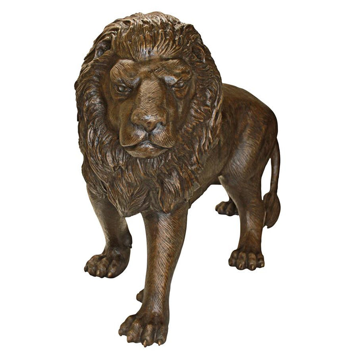 Design Toscano- Guardian Lion Cast Bronze Garden Statue: Left Foot Forward