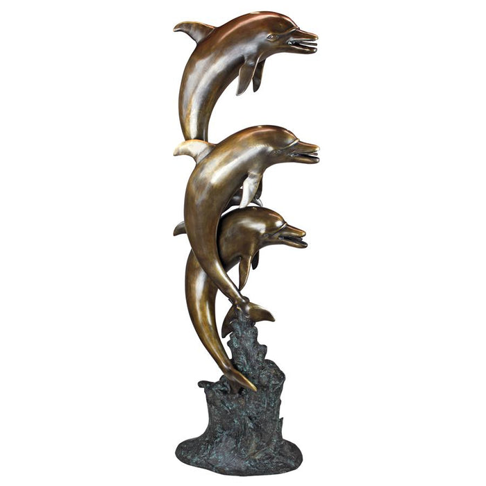 Design Toscano- Triple Leaping Dolphins Cast Bronze Garden Statue