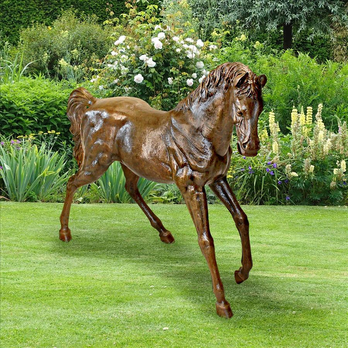 Design Toscano- Trotting Thoroughbred Horse Cast Bronze Garden Statue