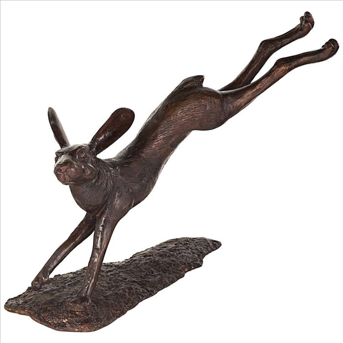 Design Toscano- Leaping Hare, Jumping Rabbit Cast Bronze Garden Statue