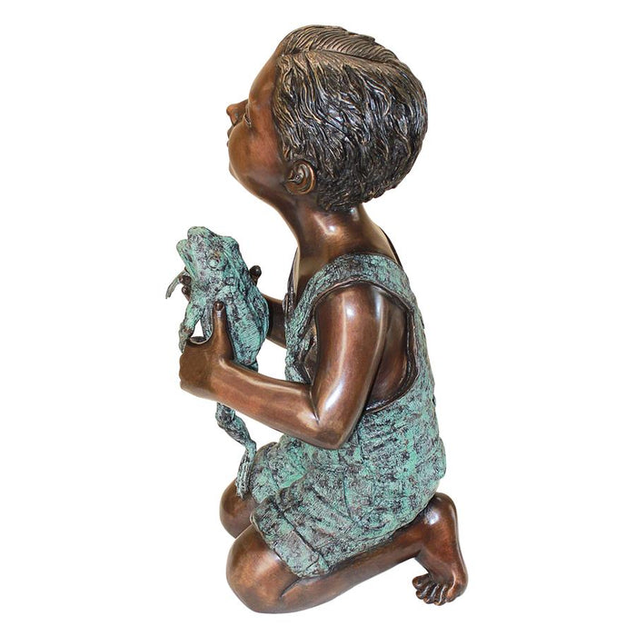 Design Toscano- New Friend, Boy with Frog Cast Bronze Garden Statue: Not Piped