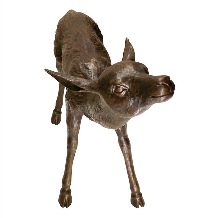 Design Toscano- Standing Mother Doe and Baby Fawn Deer Bronze Garden Statue Set