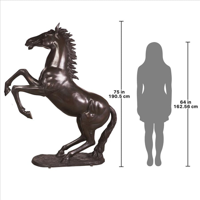 Design Toscano- Unbridled Spirit, Rearing Horse Cast Bronze Garden Statue