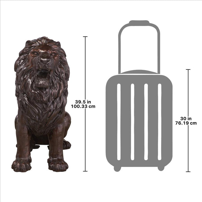 Design Toscano- Sentinel Lion Cast Bronze Garden Statue: Left/Right/ Set of Two