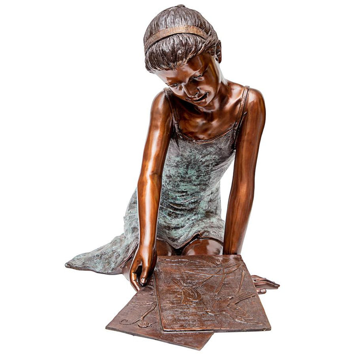 Design Toscano- Samantha the Artist, Little Girl Cast Bronze Garden Statue