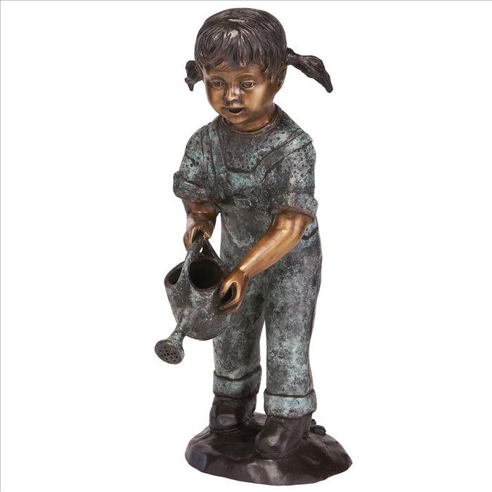 Design Toscano- Watering Can Caitlyn Little Gardener Cast Bronze Garden Statue