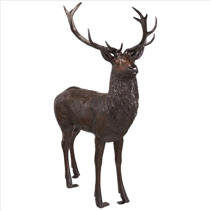 Design Toscano- Standing Stag Deer Cast Bronze Garden Statue
