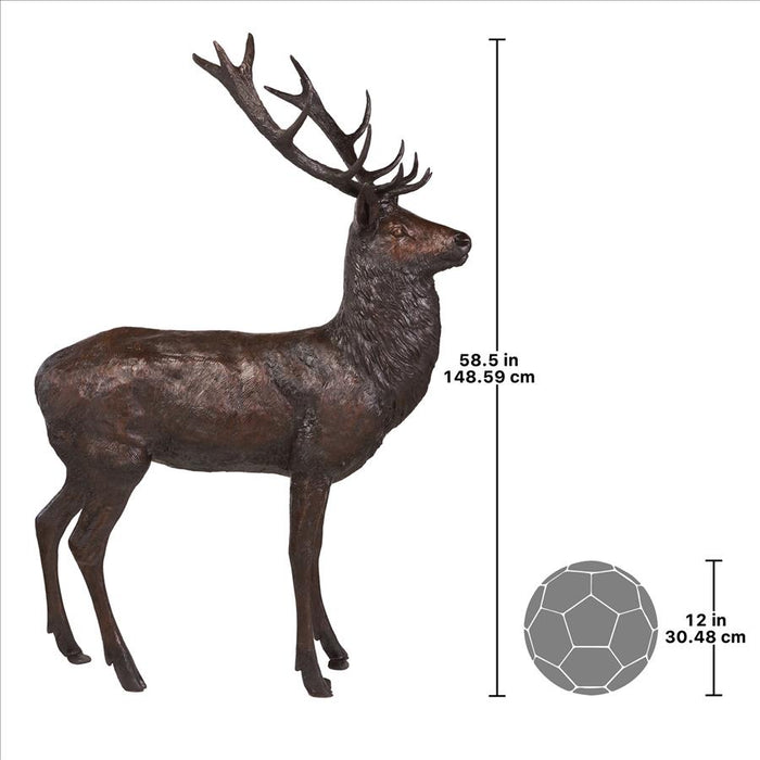 Design Toscano- Standing Stag Deer Cast Bronze Garden Statue
