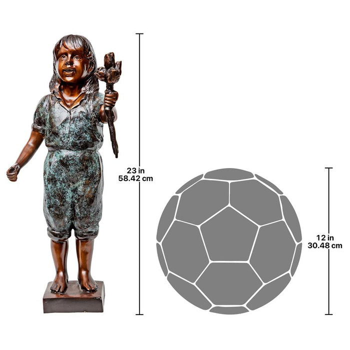 Design Toscano- Olivia's Roses, Flower Girl Cast Bronze Garden Statue