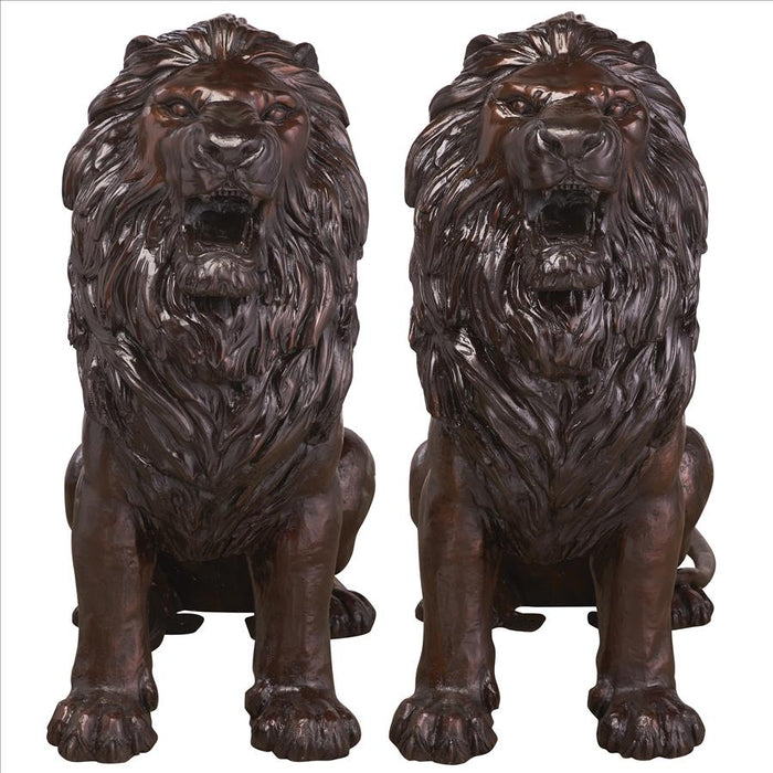 Design Toscano- Sentinel Lion Cast Bronze Garden Statue: Left/Right/ Set of Two