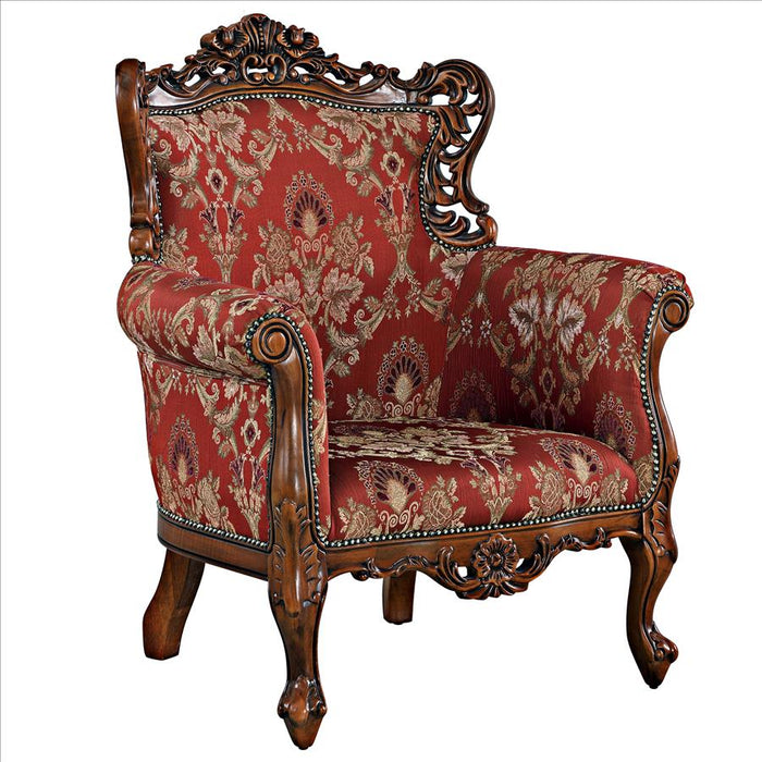 Design Toscano- La Belle Fleur Grand-Scale Hardwood Armchair