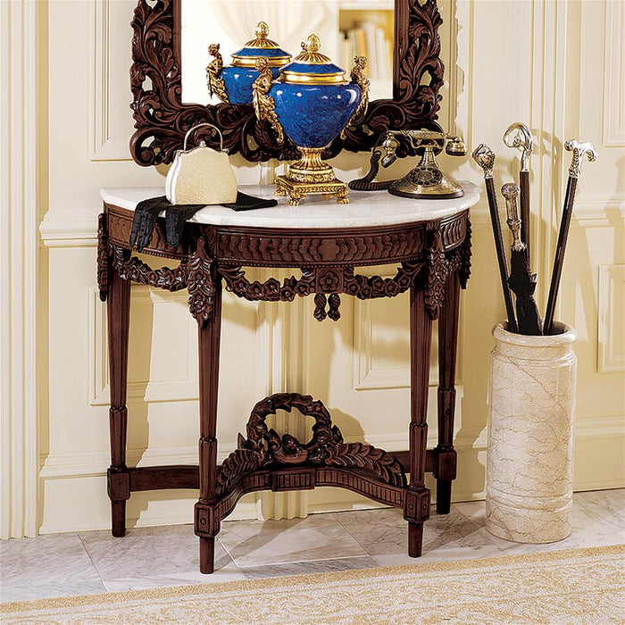 Design Toscano- Chateau Gallet Marble-Topped Hardwood Console Table