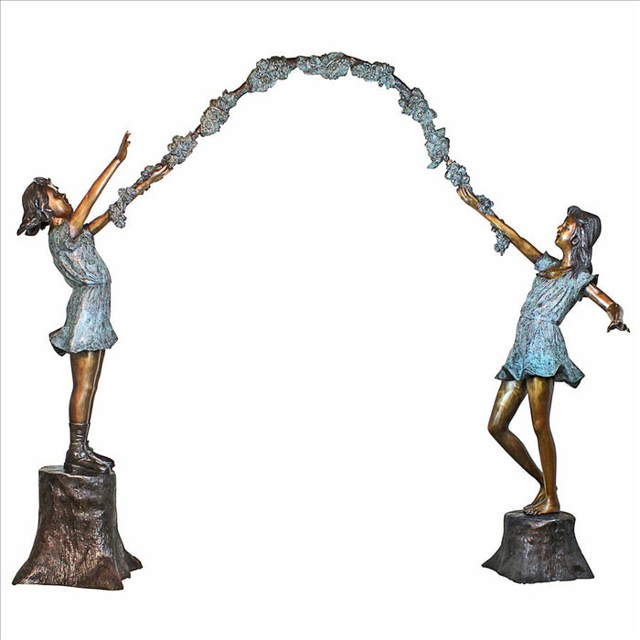 Design Toscano- Grand Scale Flower Arbor Kids Cast Bronze Garden Statue