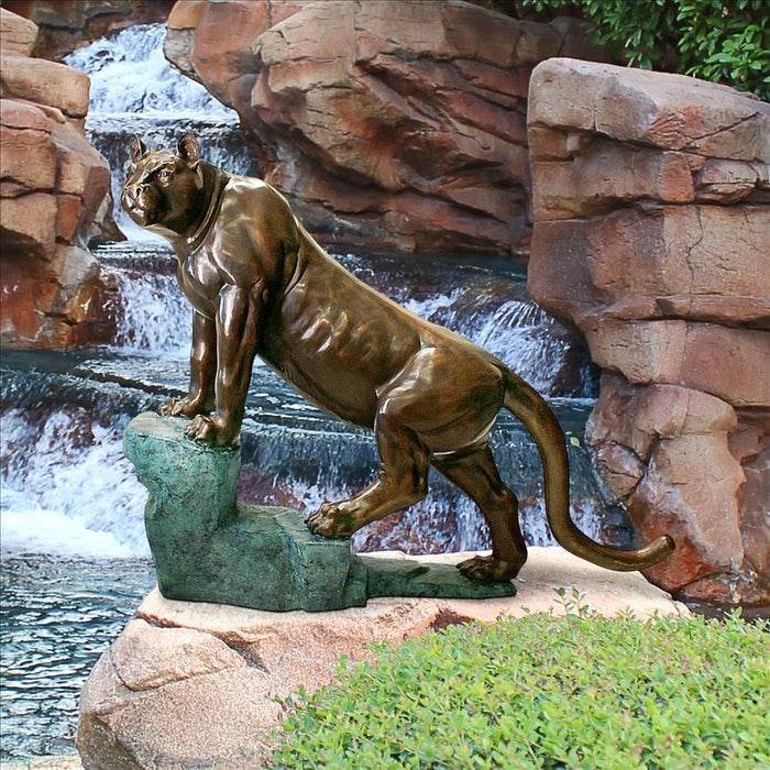 Design Toscano- Cougar on a Rock Cast Bronze Garden Statue